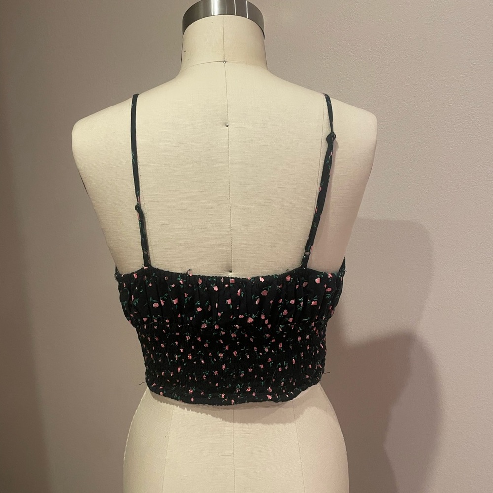 Floral Black Spaghetti Strap Top - Picture 2 of 2